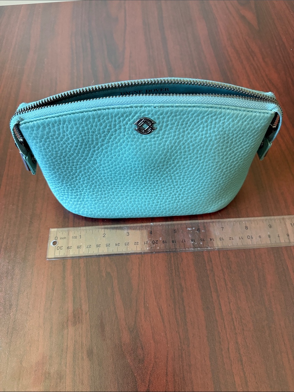 NWOT Dagne Dover Turquoise Leather Zip Pouch